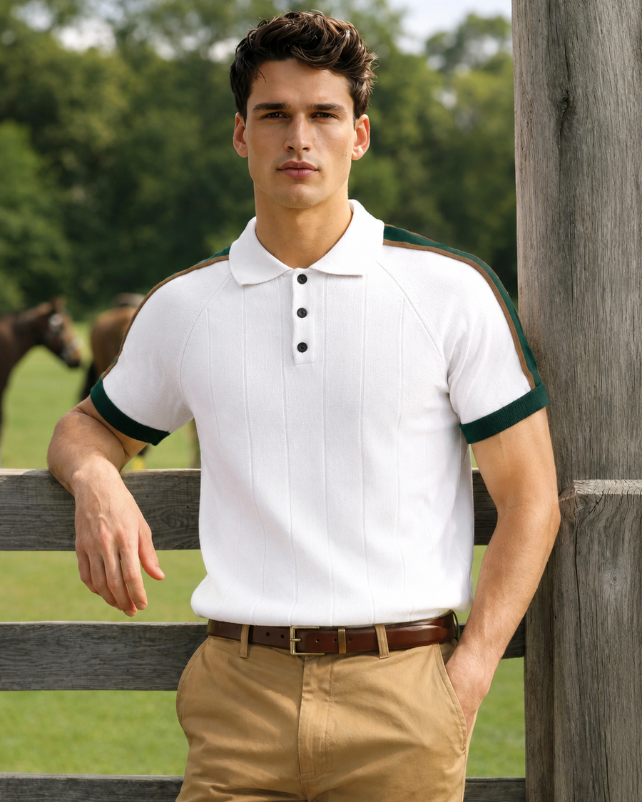Premium White Contrast Polo T-Shirt for Men