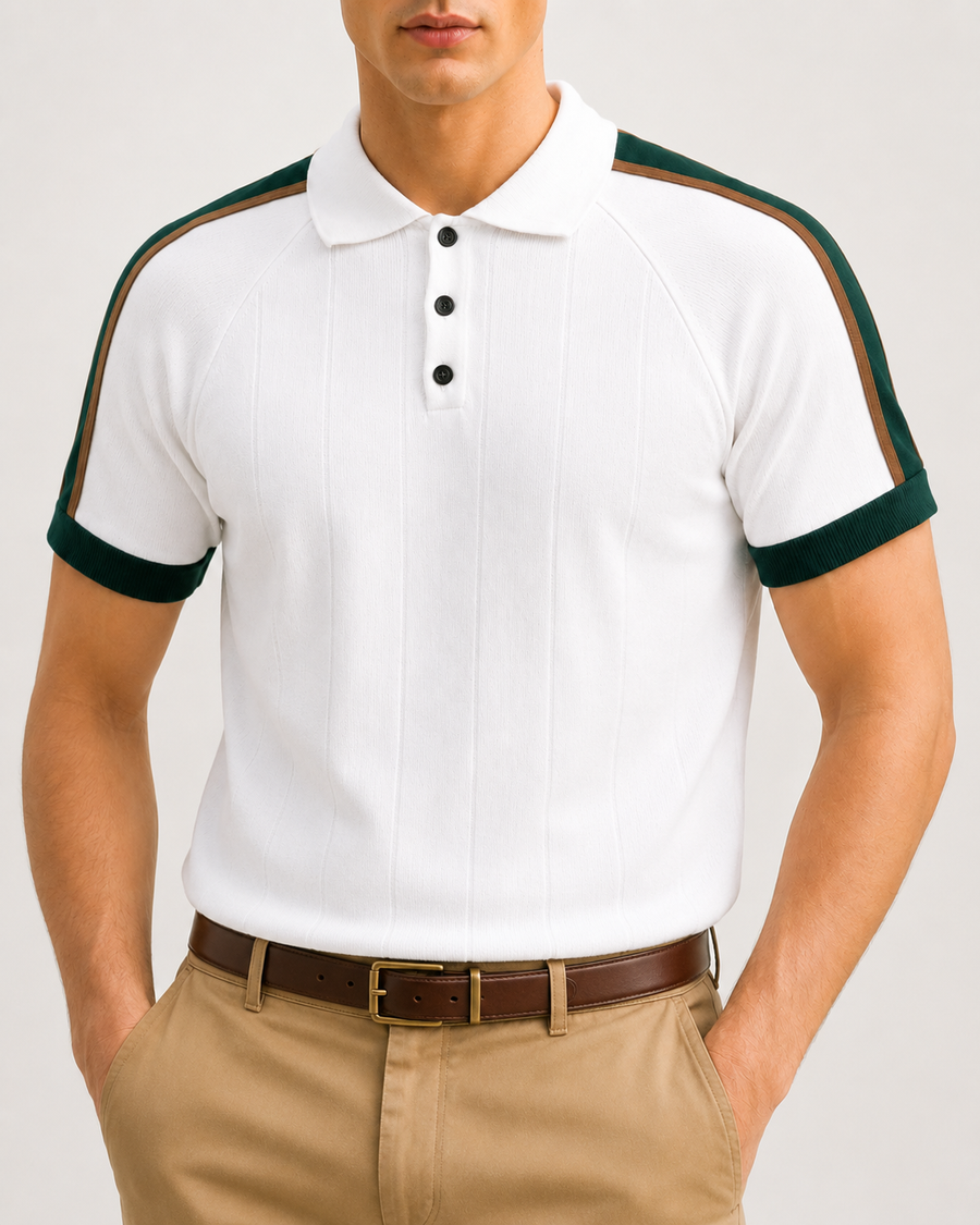 Premium White Contrast Polo T-Shirt for Men