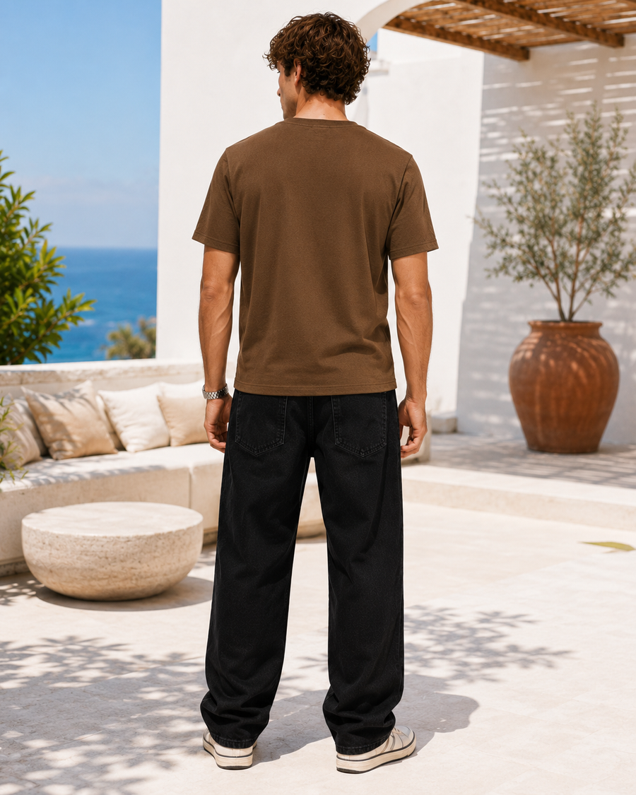 Beige Face Print Oversized T-Shirt for Men