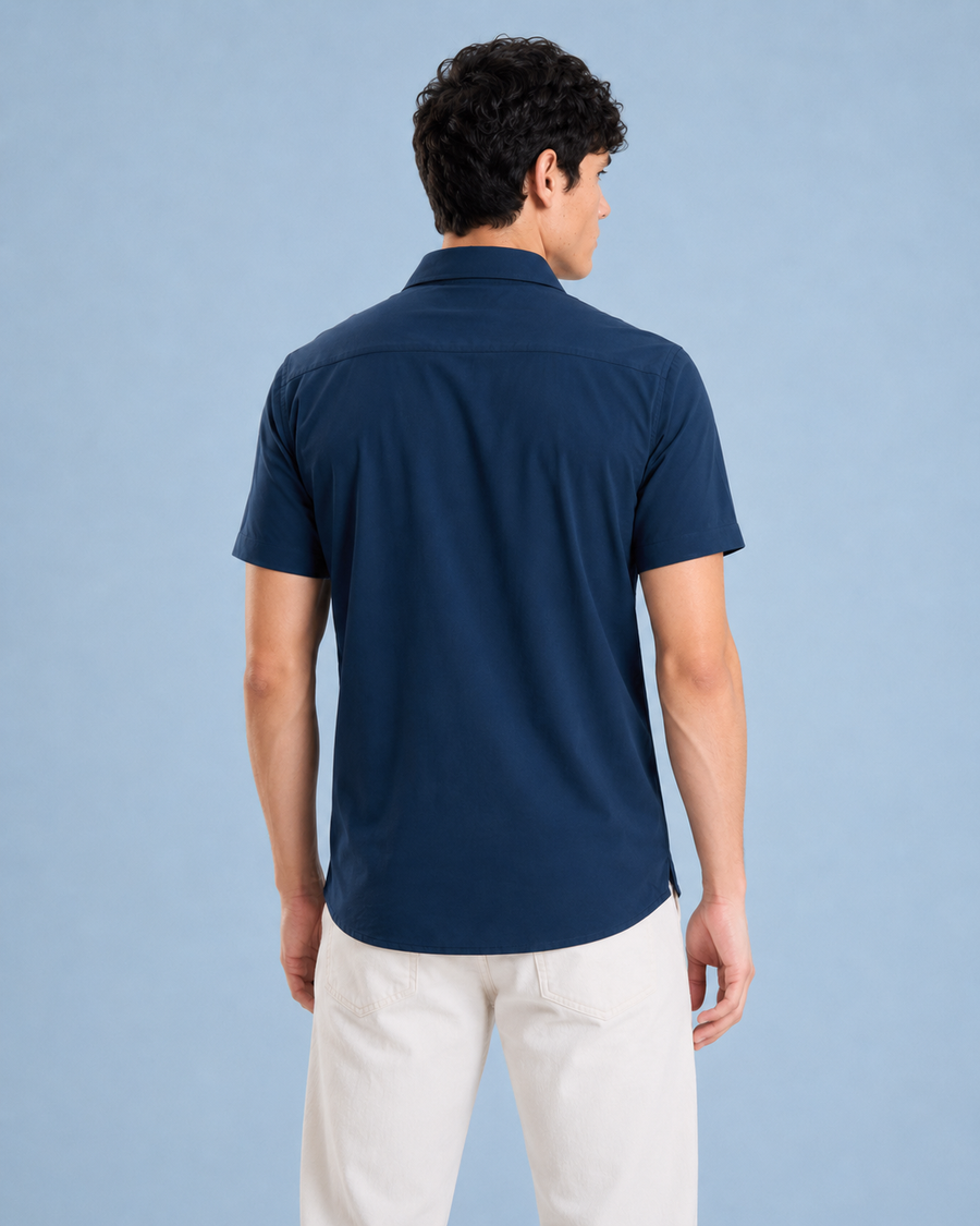 Navy Blue Half Sleeve Wrinkle free Shirt for Men