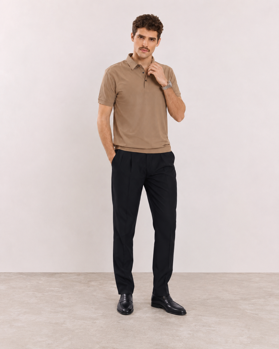 Premium Camel Brown Wrinkle-Free Polo T-Shirt for Men