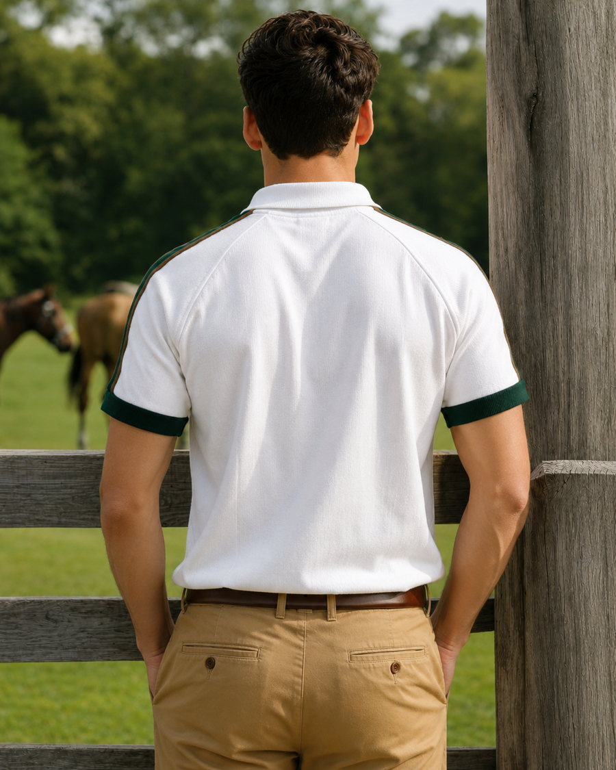 Premium White Contrast Polo T-Shirt for Men