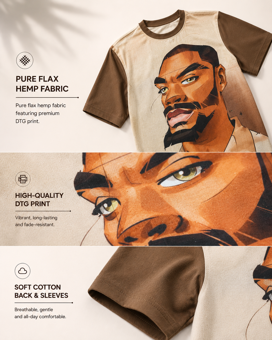Beige Face Print Oversized T-Shirt for Men