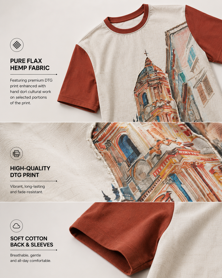 White Cathedral Print Oversized T-Shirt for Men