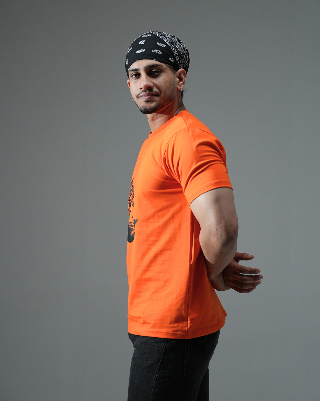 Premium Orange Round neck tshirt with water print