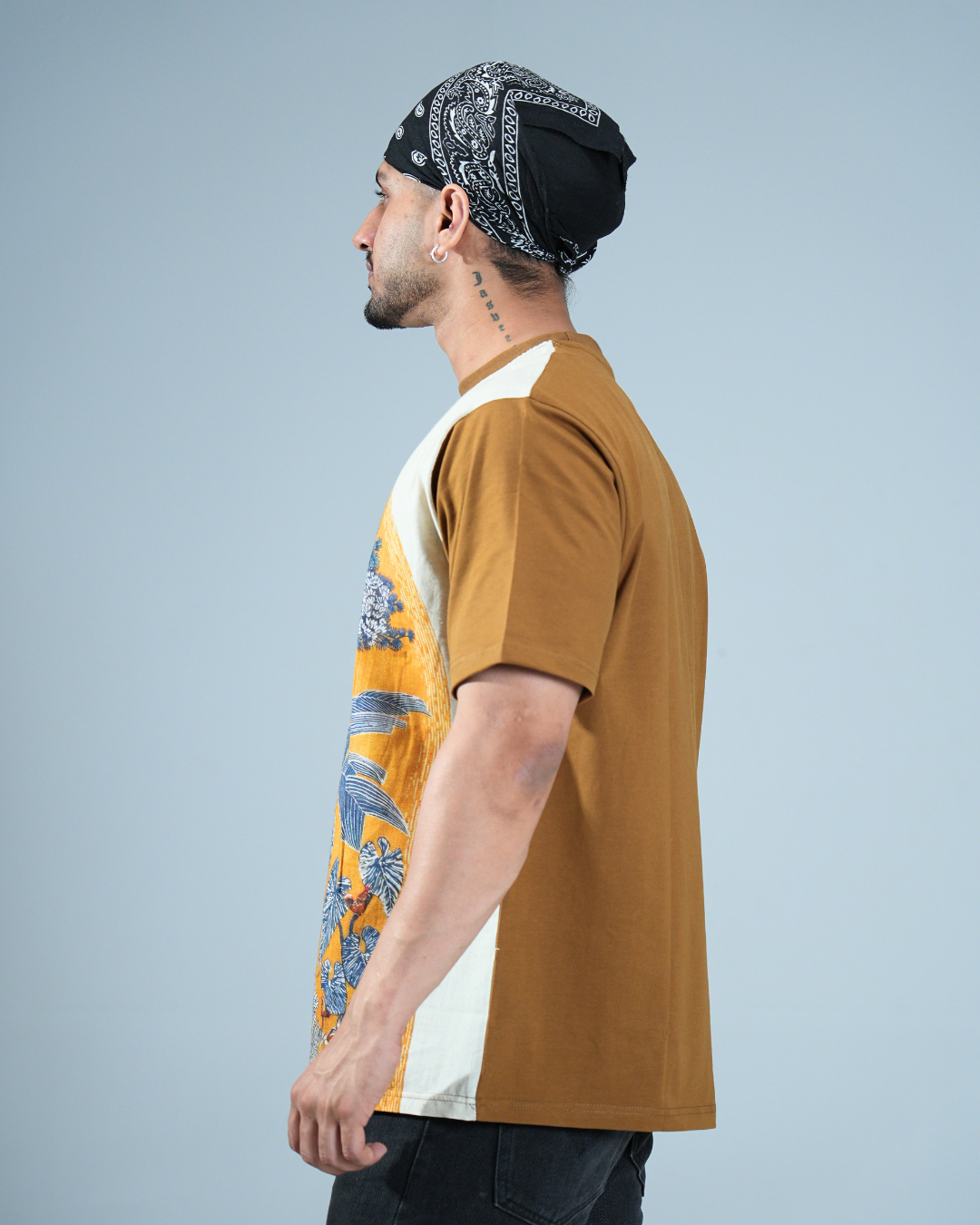 Organic Muddy Yellow Hemp tshirt with DTG print