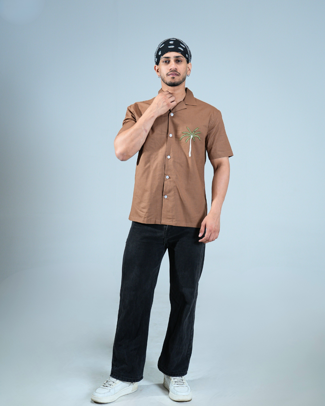Premium Choco Brown Hand & embroidery work casual shirt