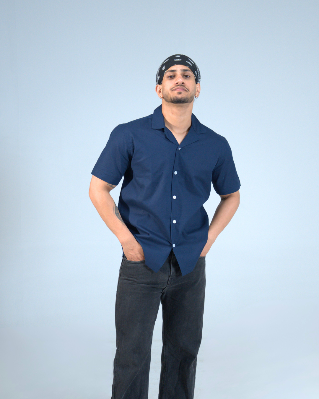 Premium Navy Blue Water print casual shirt
