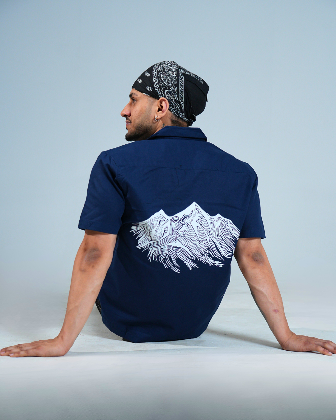Premium Navy Blue Water print casual shirt