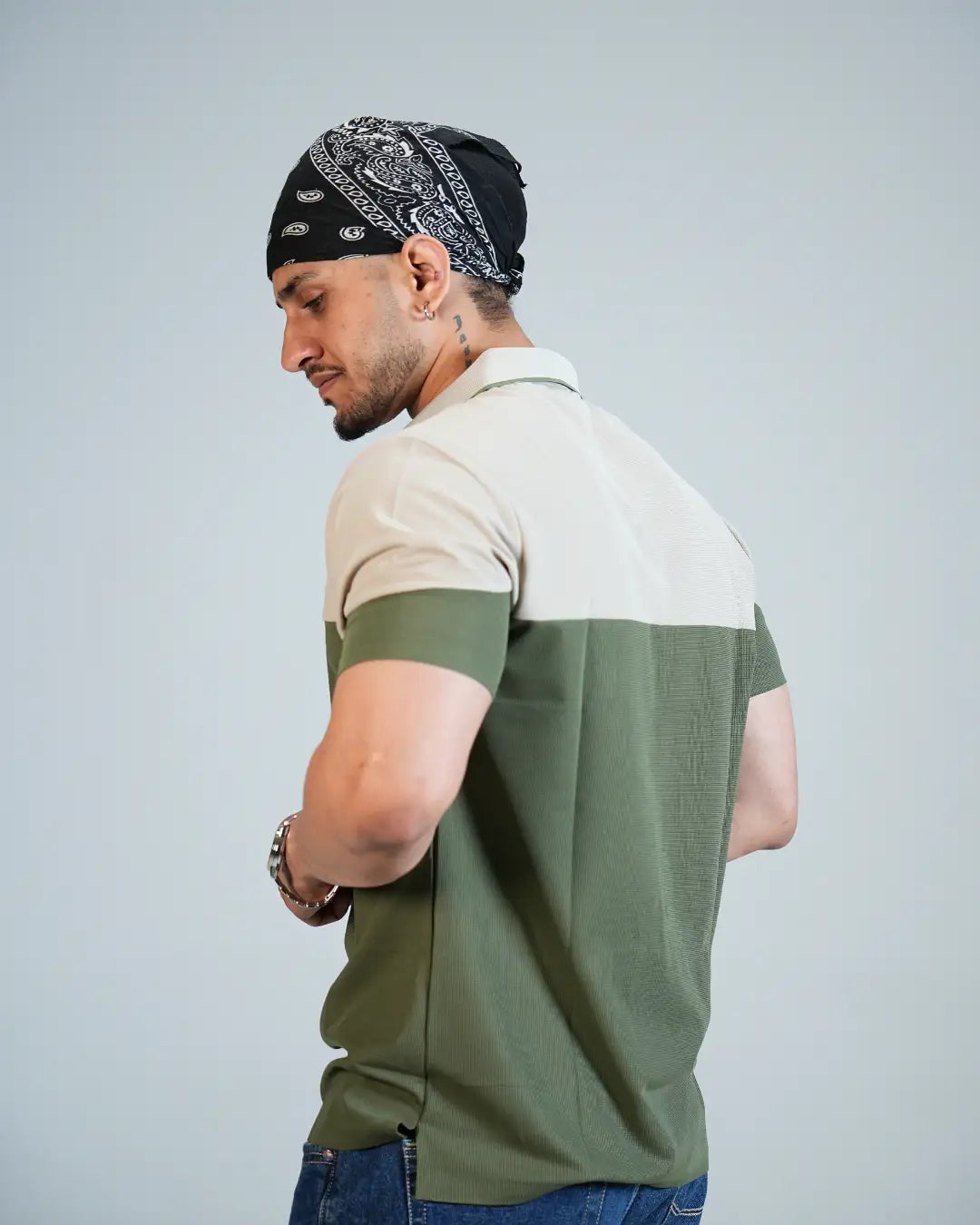 Premium Mehndi Green Wrinkle-Free contrast assemble Polo T-Shirt
