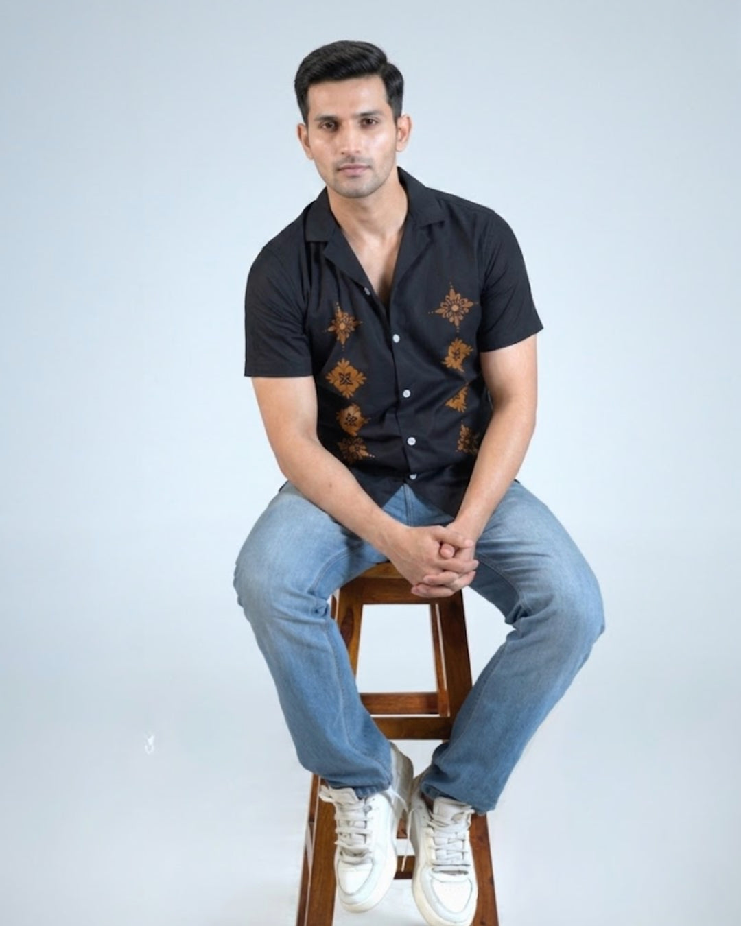 Premium Black Water print casual shirt