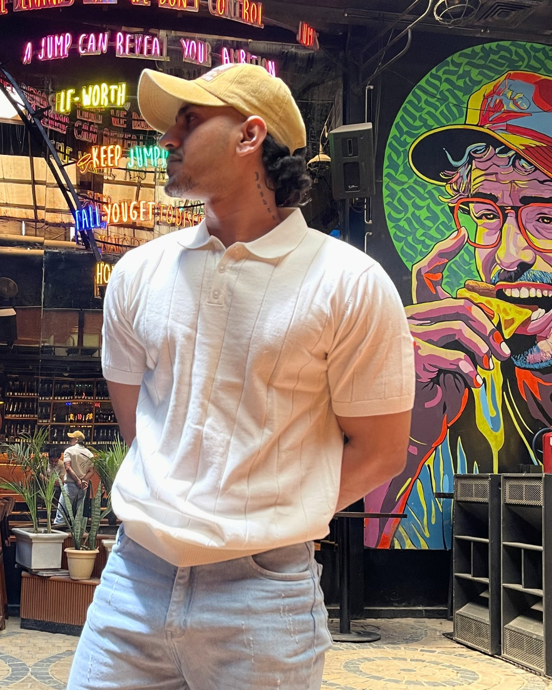 German Jacquard knitted premium heavy quality luxury wear Old money style Soul White t-shirt