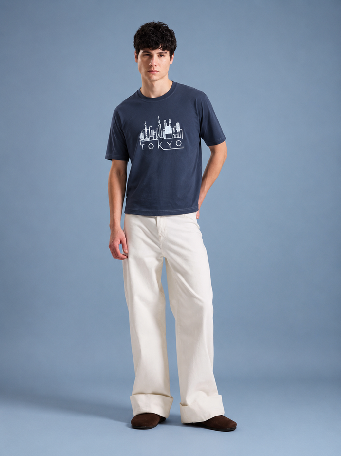 Gray Cotton Printed T-Shirt for Men