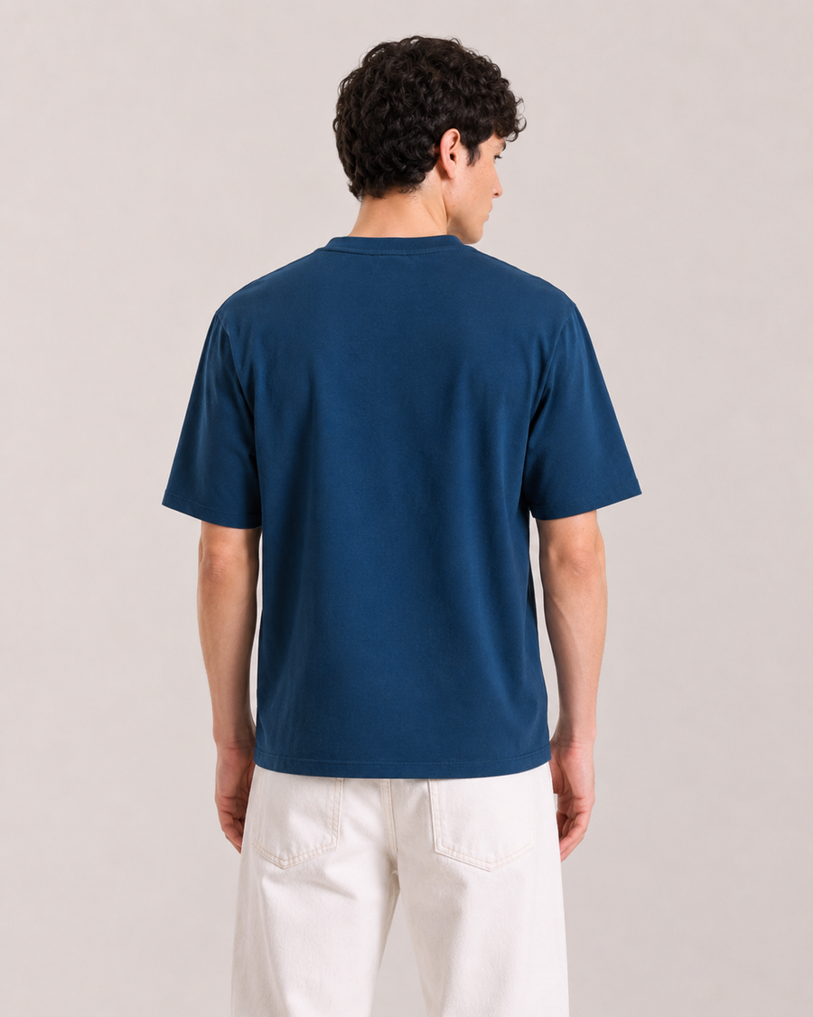 White and Blue  Window Print Oversized T-Shirt for Men