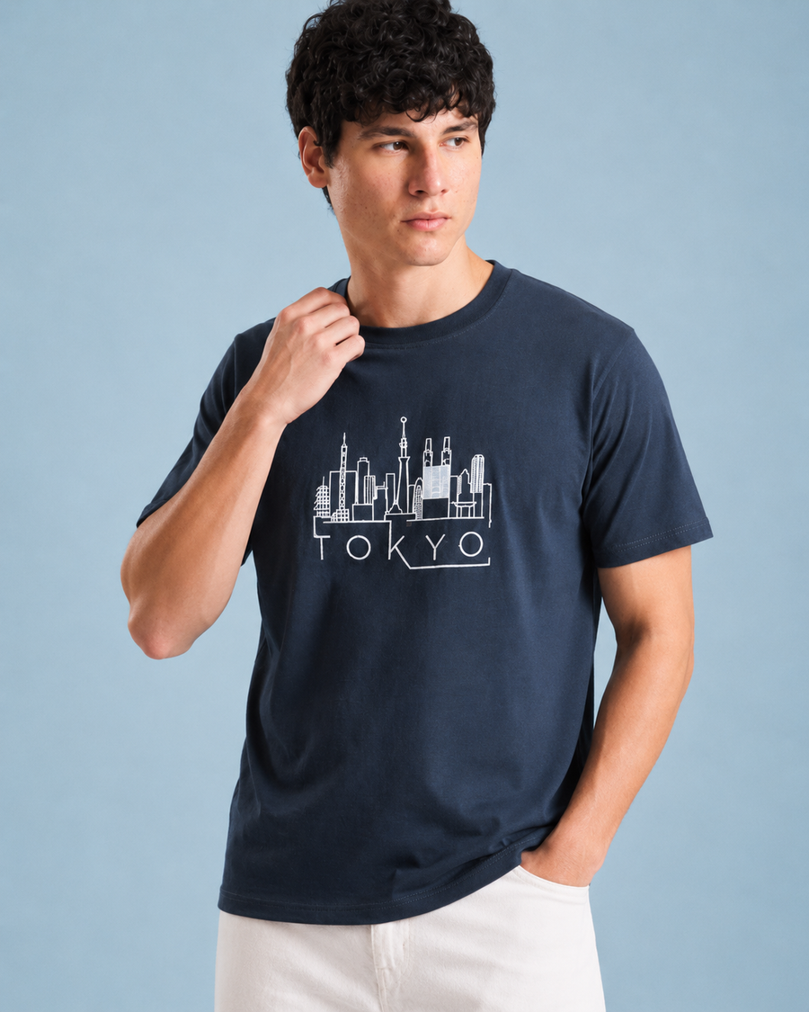 Gray Cotton Printed T-Shirt for Men