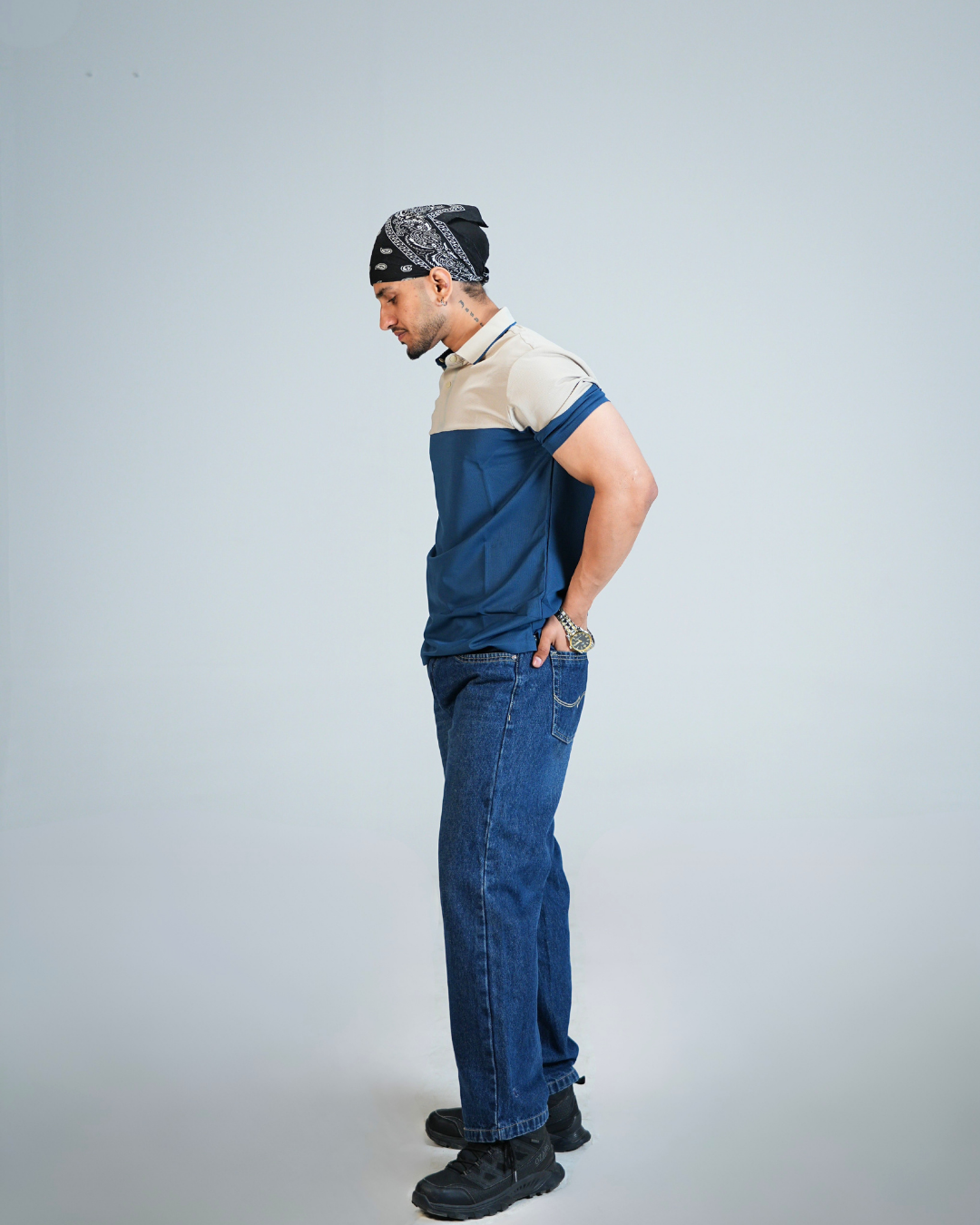 Premium Royal Blue Wrinkle-Free contrast assemble Polo T-Shirt