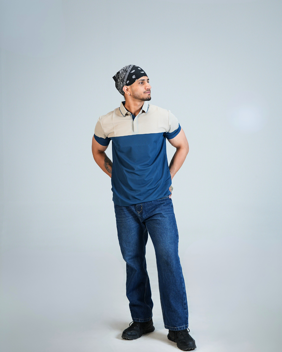 Premium Royal Blue Wrinkle-Free contrast assemble Polo T-Shirt