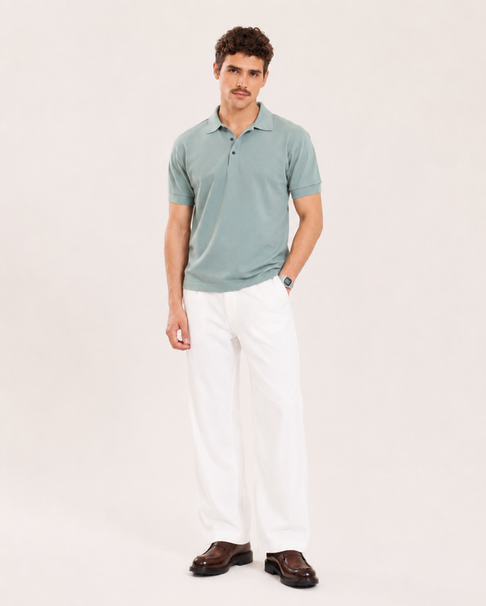 Premium Pista Green Polo T-Shirt for Men