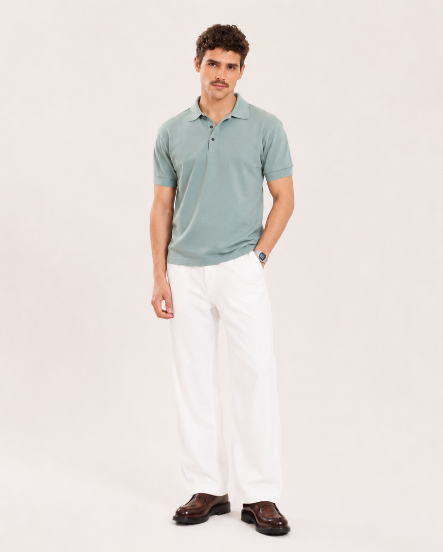 Premium Pista Green Polo T-Shirt for Men