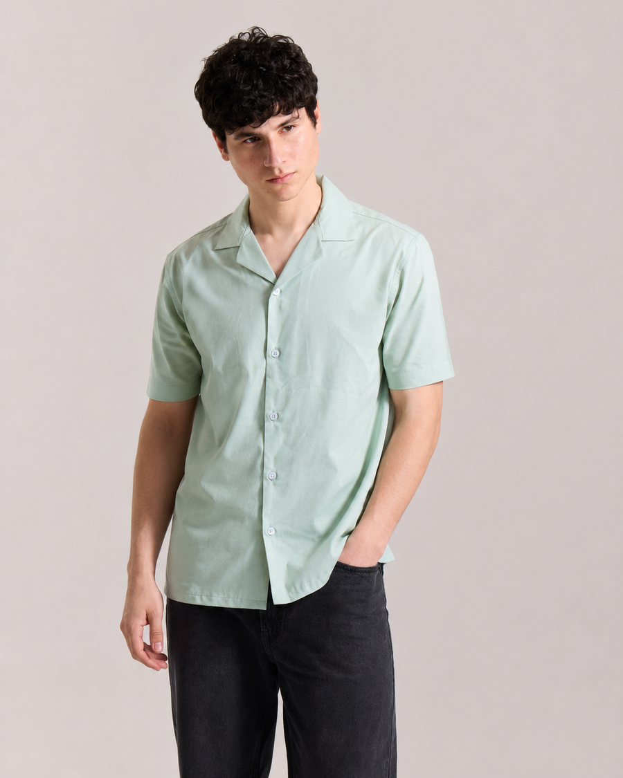 Mint Green Palm Print Shirt for Men