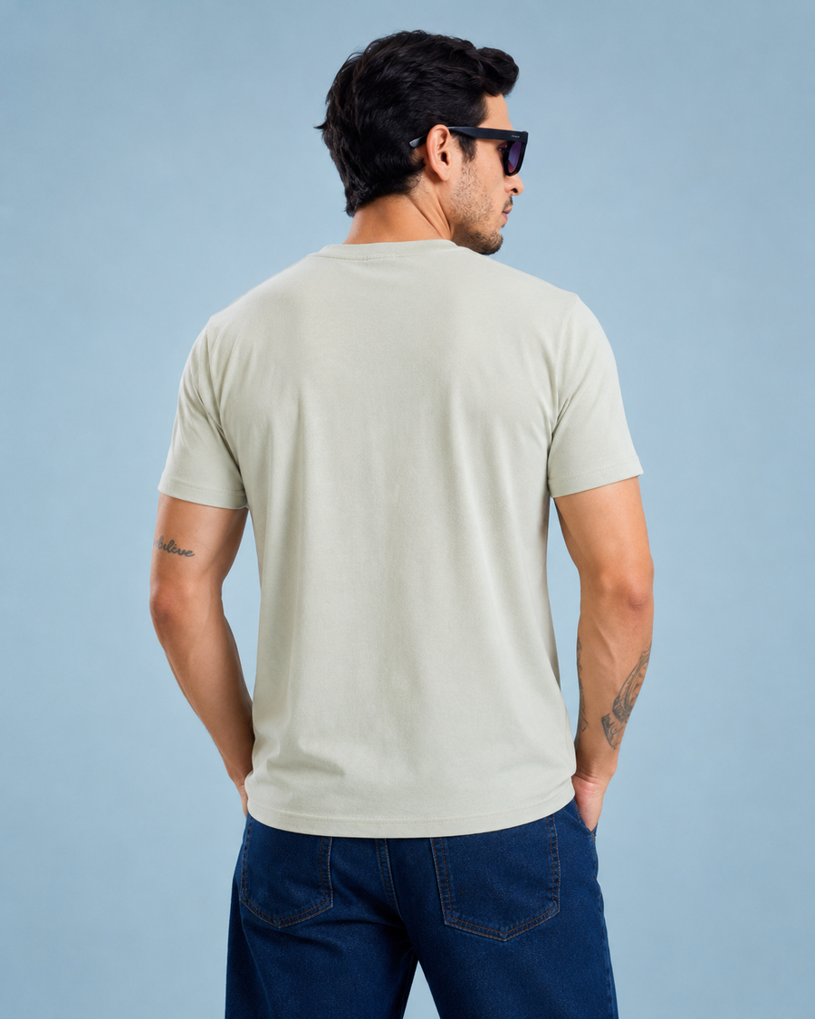 Slumber Beige Round Neck T-Shirt for Men