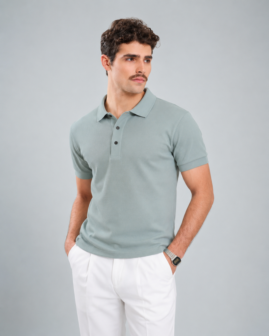 Premium Pista Green Polo T-Shirt for Men