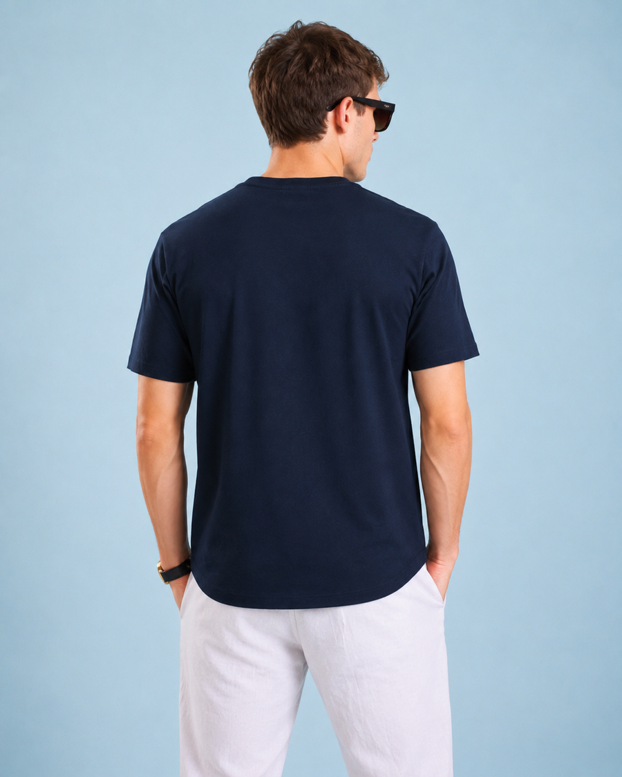 Navy Blue DTG Print Oversized T-Shirt for Men
