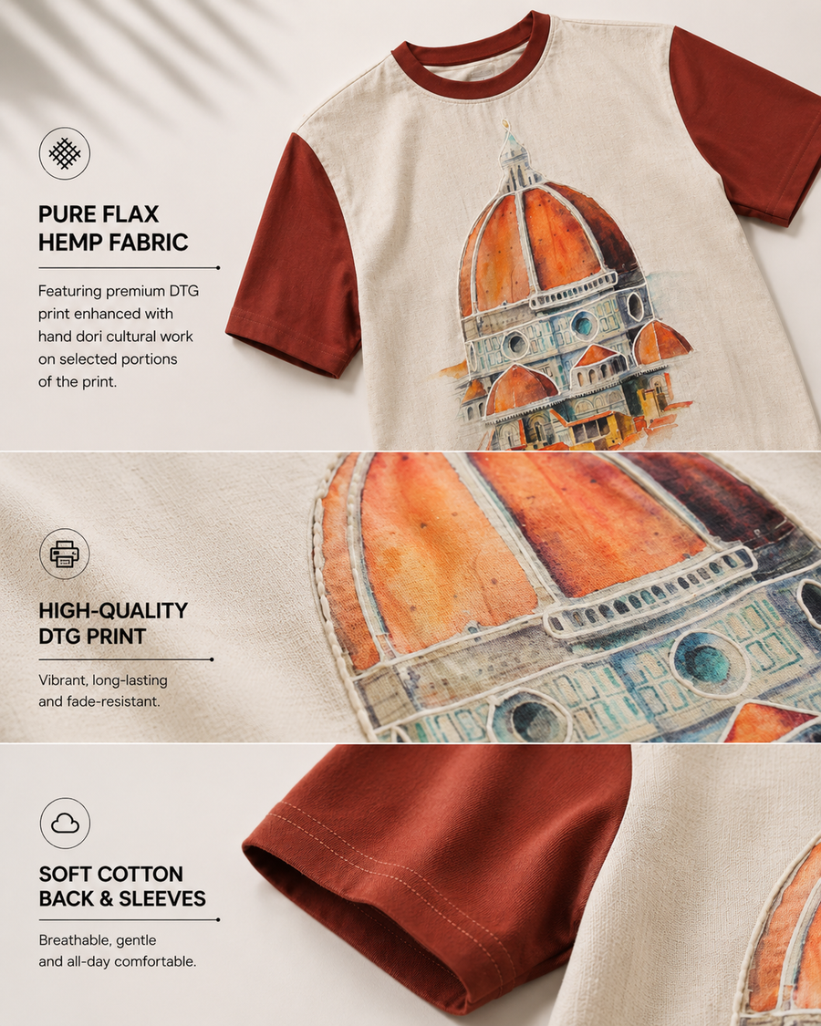 Cream Cathedral Graphic T-Shirt for Men