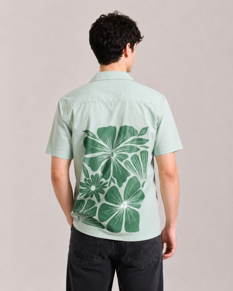 Mint Green Palm Print Shirt for Men