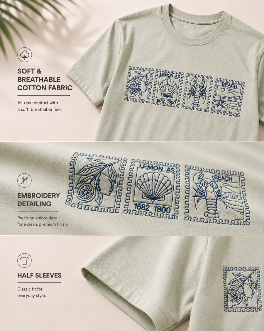 Slumber Beige Round Neck T-Shirt for Men