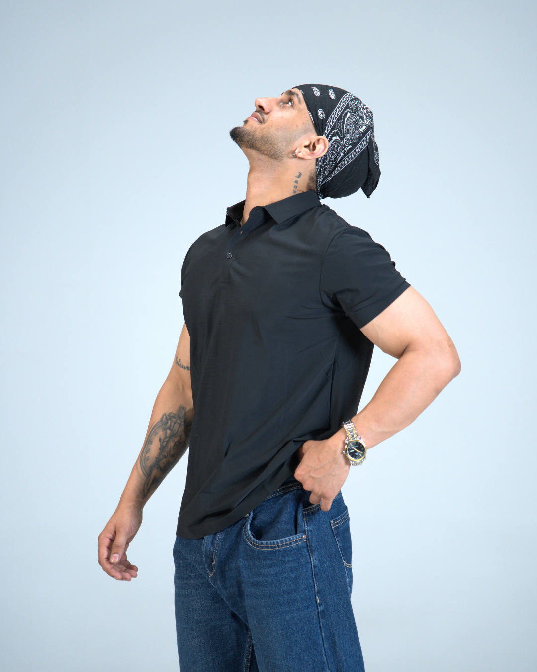 Premium Black Wrinkle-Free Solid Polo T-Shirt