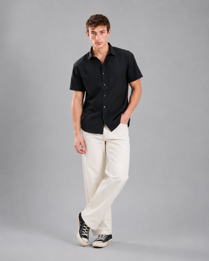 Black Wrinkle-Free Shirt for Men