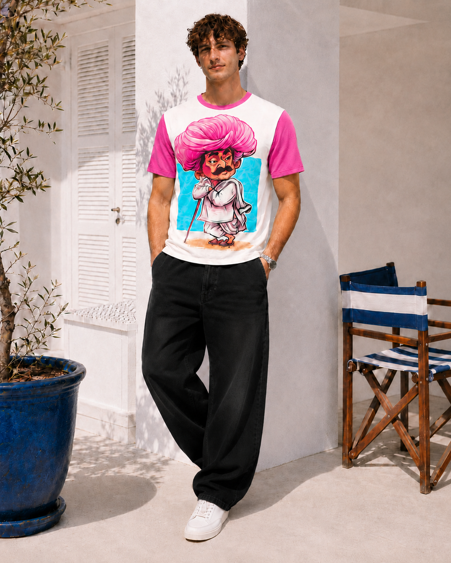 White Pink DTG Print Oversized T-Shirt