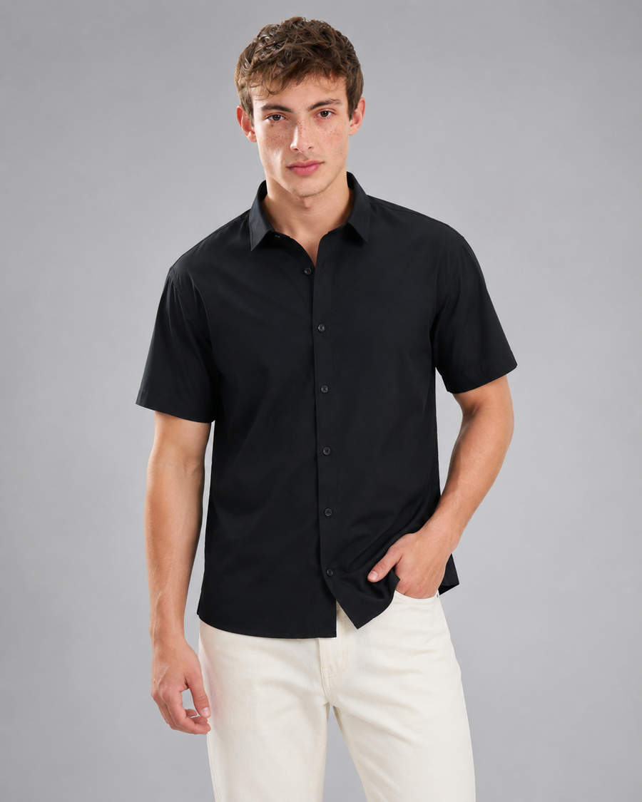 Black Wrinkle-Free Shirt for Men