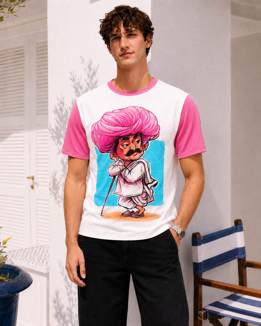 White Pink DTG Print Oversized T-Shirt