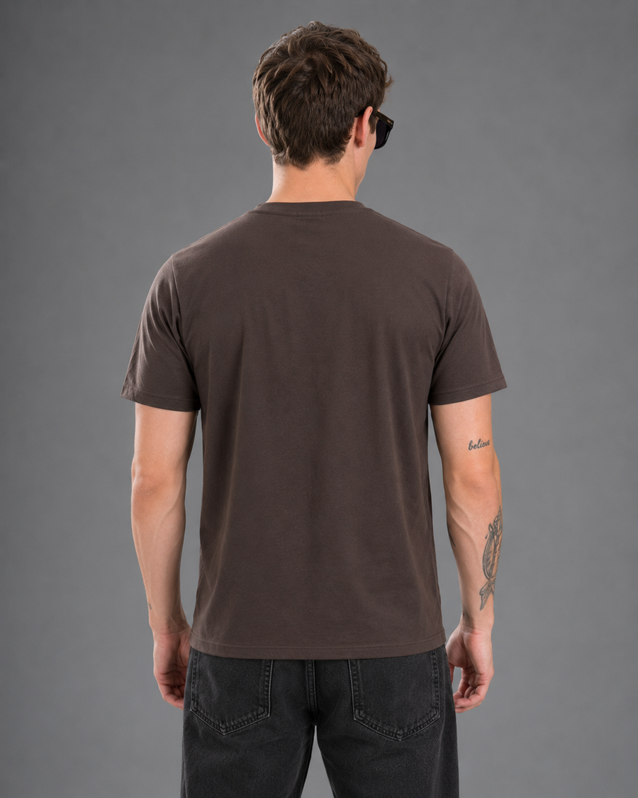 Brown Graphic Cotton T-Shirt for Men