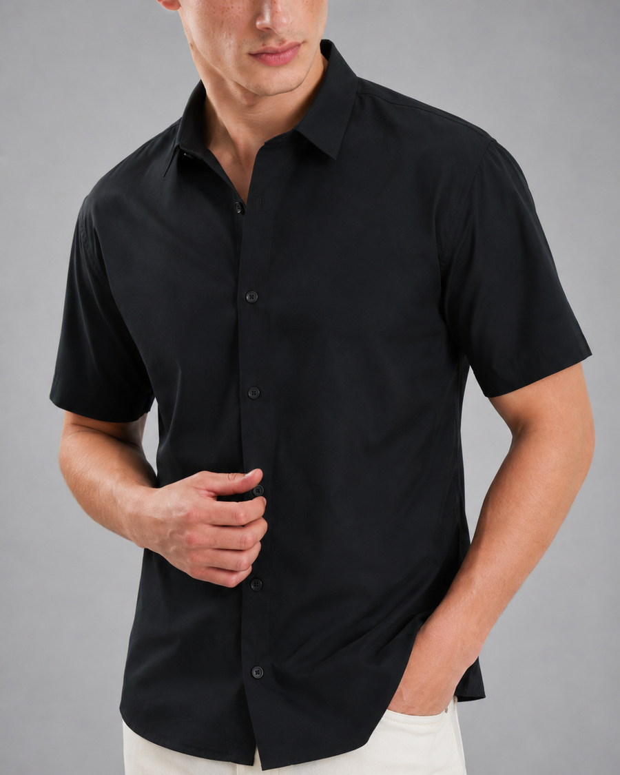 Black Wrinkle-Free Shirt for Men