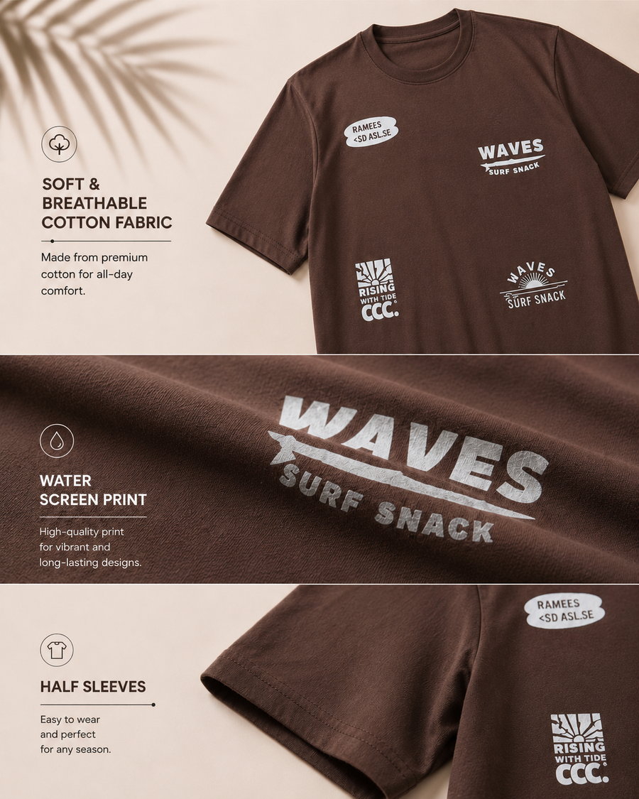 Brown Graphic Cotton T-Shirt for Men