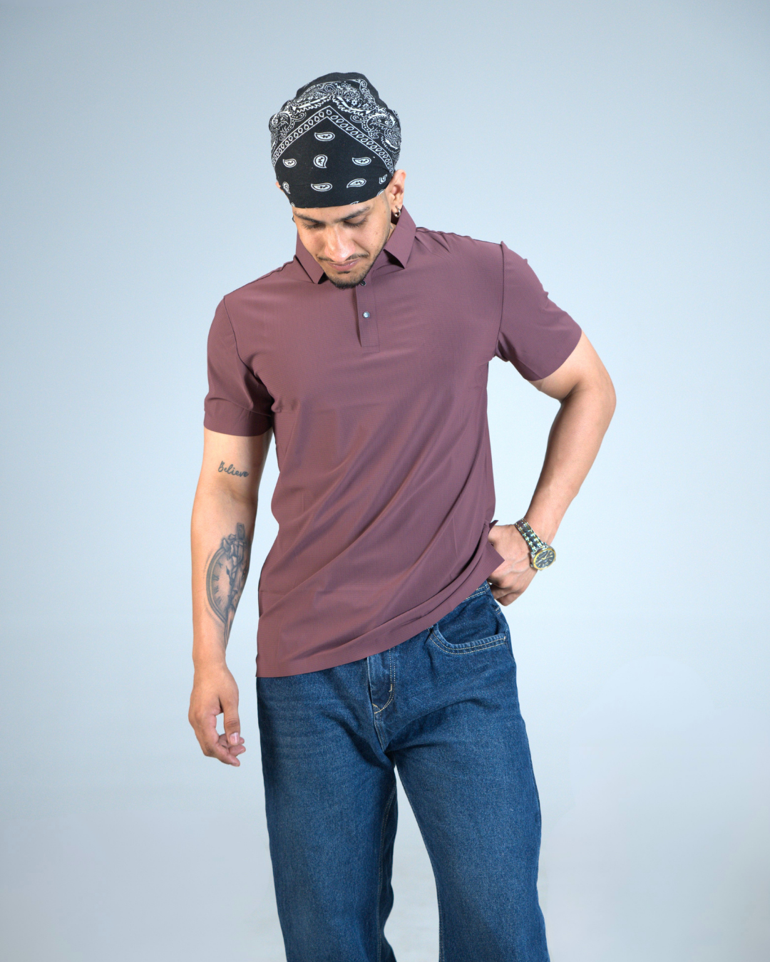 Premium English Rust Wrinkle-Free Solid Polo T-Shirt