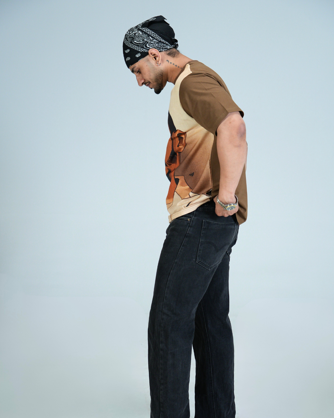 organic Choco Brown Hemp tshirt with DTG print