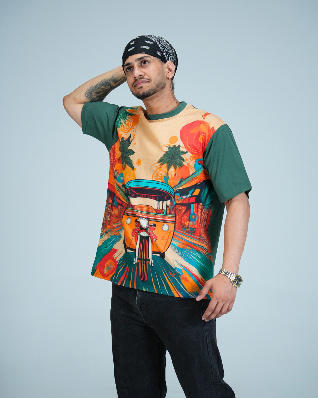 organic Green Hemp tshirt with DTG print