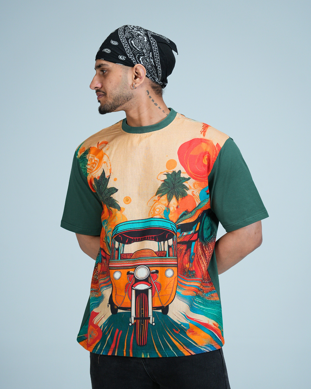 organic Green Hemp tshirt with DTG print