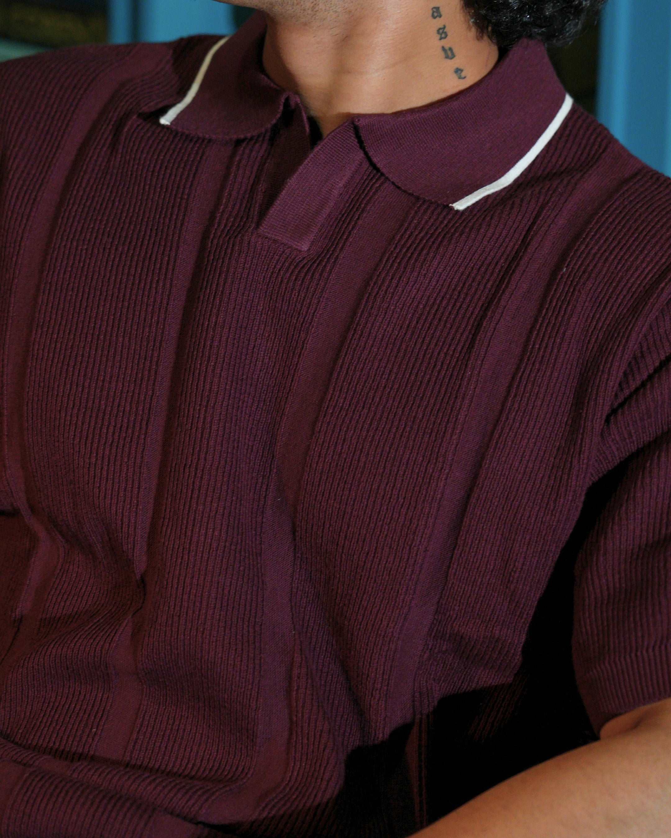 German Jacquard knitted premium heavy quality luxury wear self textured Maroon t-shirt