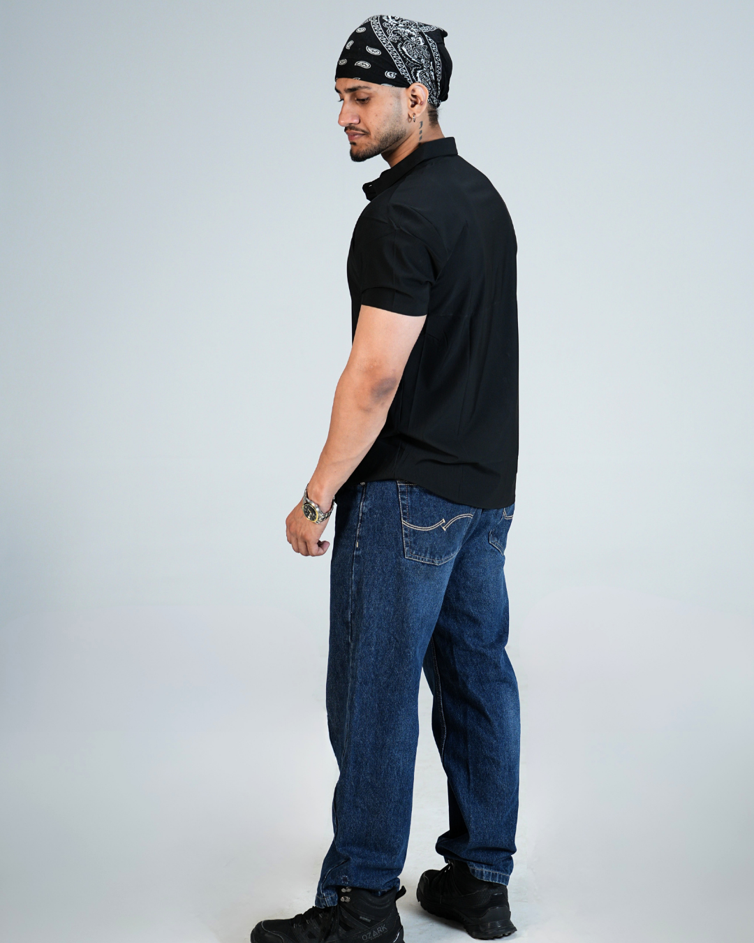 Premium Black Wrinkle-Free Solid Half sleeves shirt