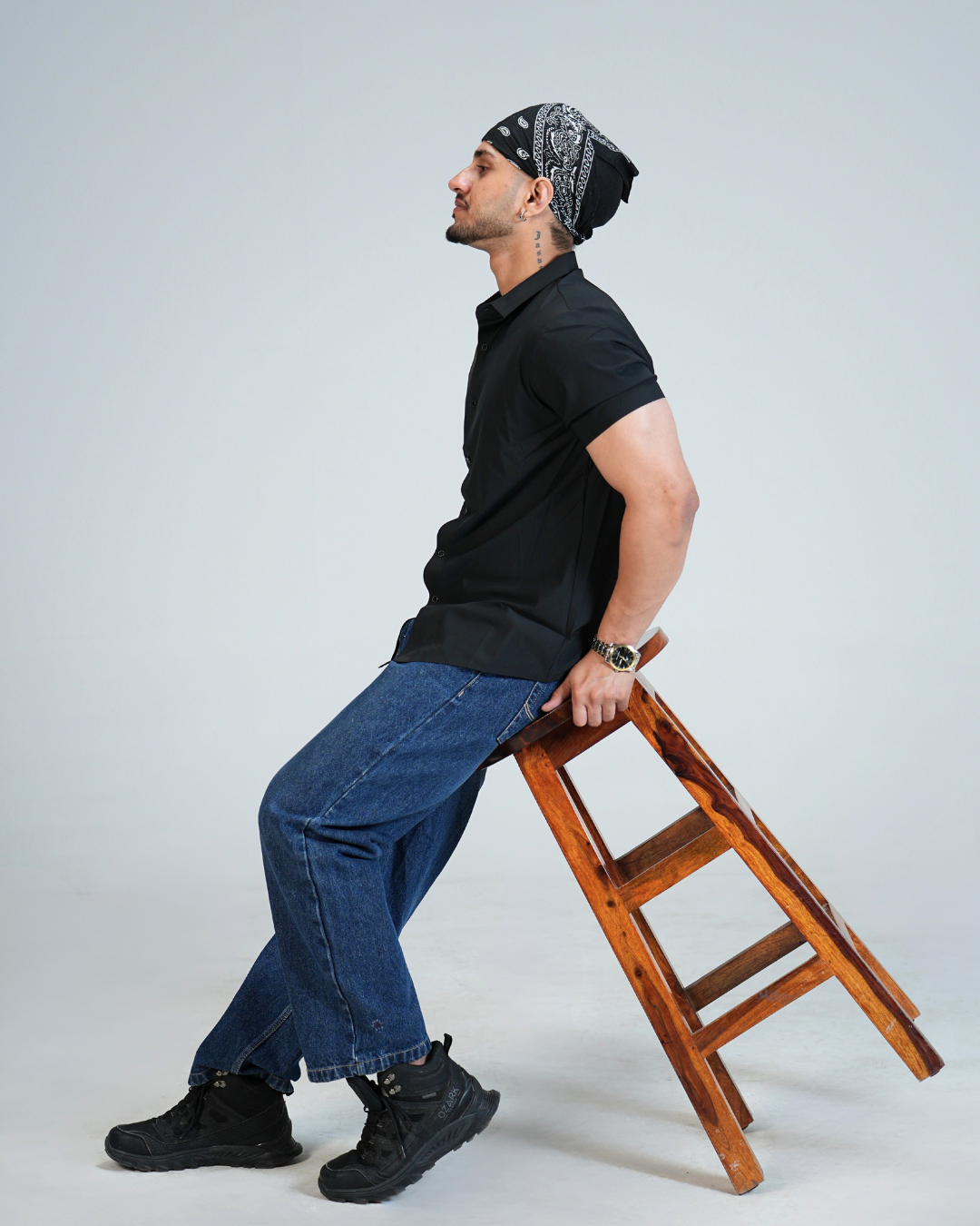 Premium Black Wrinkle-Free Solid Half sleeves shirt