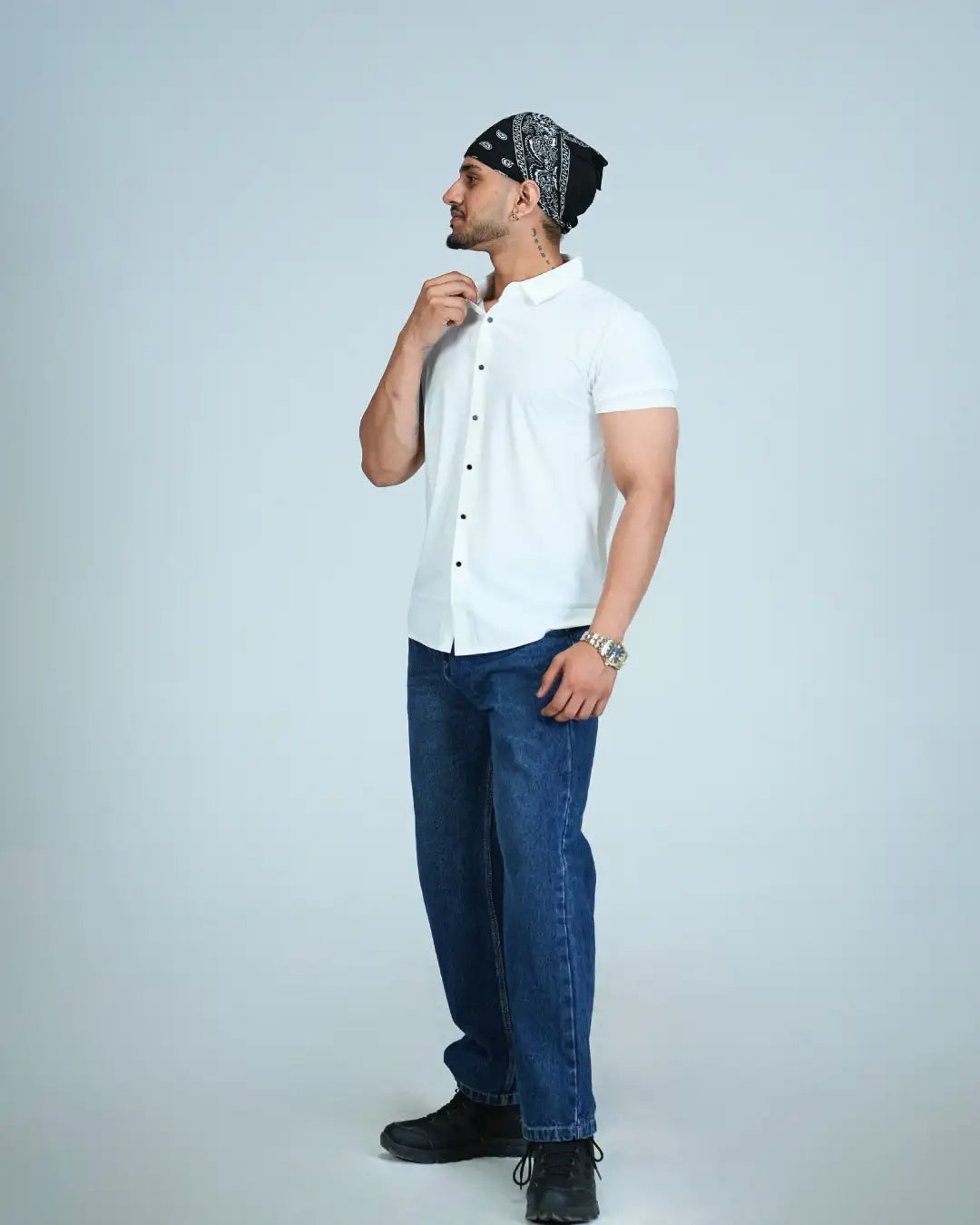 Premium White Wrinkle-Free Solid Half sleeves shirt