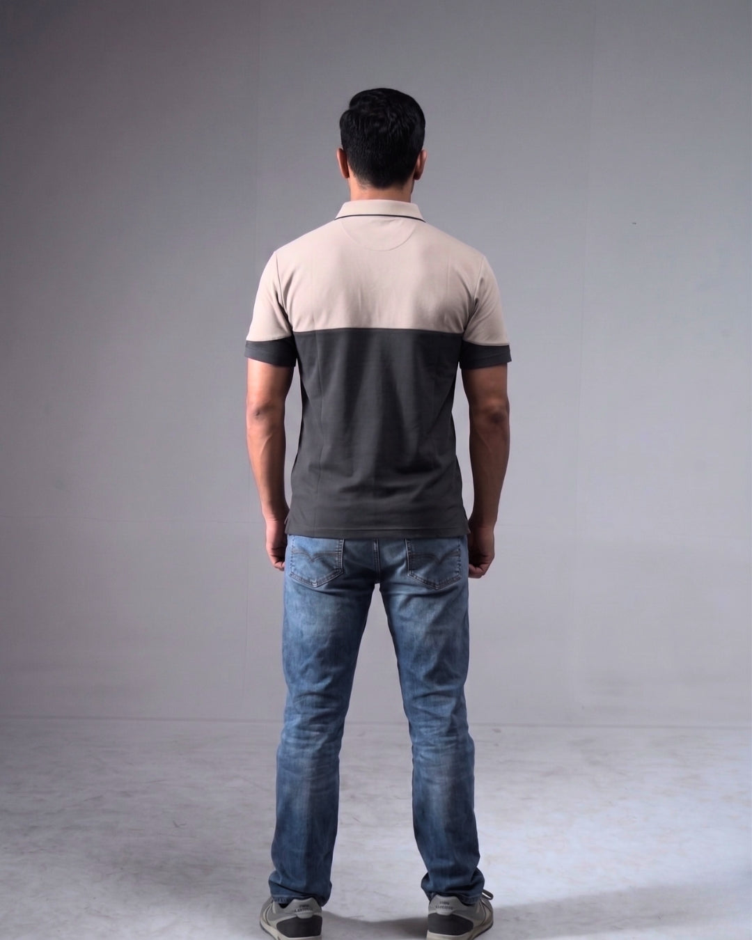 Premium Coal Grey Wrinkle-Free contrast assemble Polo T-Shirt