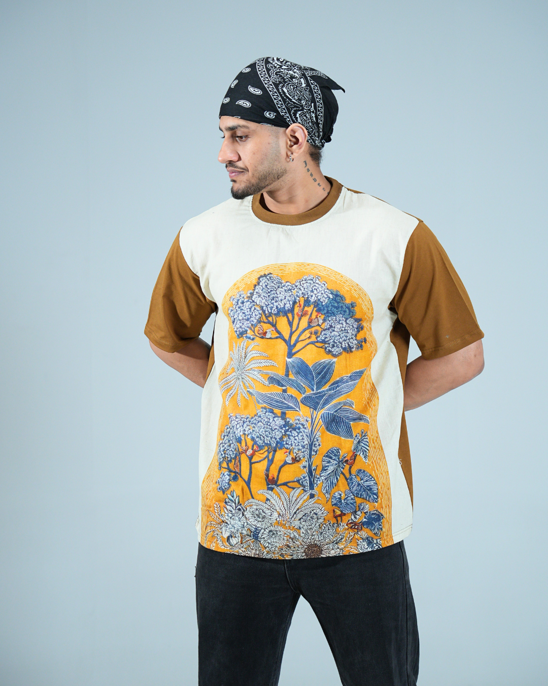 Organic Muddy Yellow Hemp tshirt with DTG print