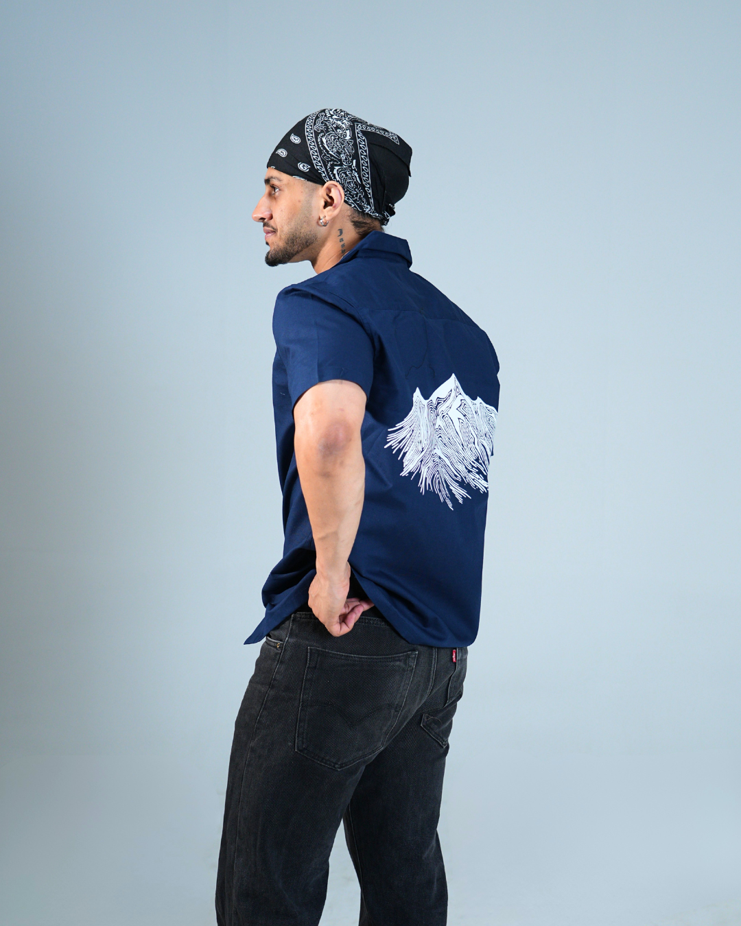 Premium Navy Blue Water print casual shirt