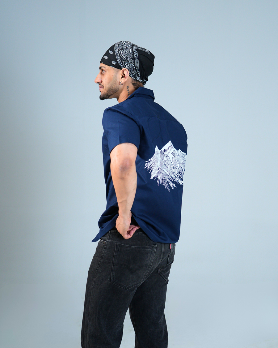 Premium Navy Blue Water print casual shirt